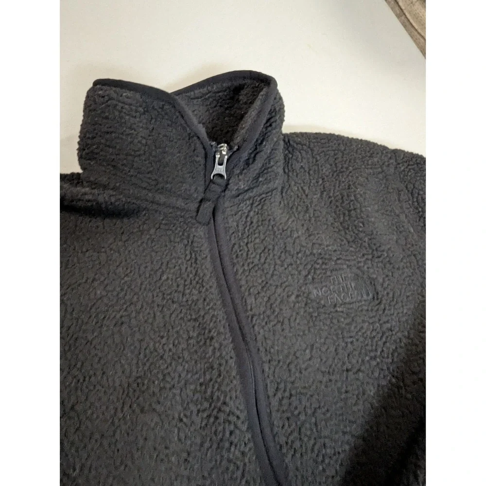 The North Face Mens M Campshire Sherpa Fleece Jacket Full Zip Black Heavyweight